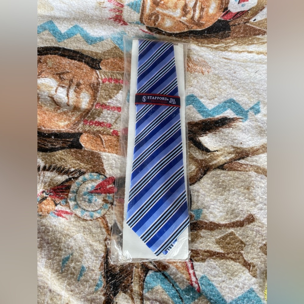 NWT Vintage Stanford Blue Striped Tie Big and Tall